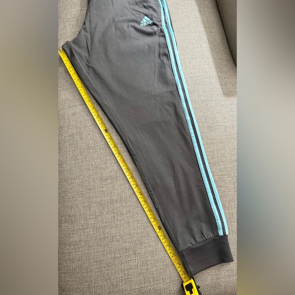 ADIDAS TRACK JOGGERS GREY WITH TURQUOISE TRIPLE STRIPE - Picture 5 of 15